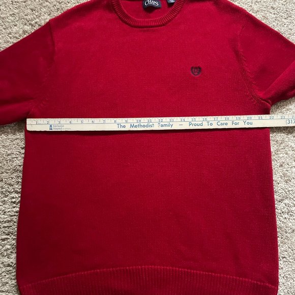 Men's CHAPS Cotton Knit Crew Neck Long Sleeve Sweater Red - Size Large - Picture 4 of 5